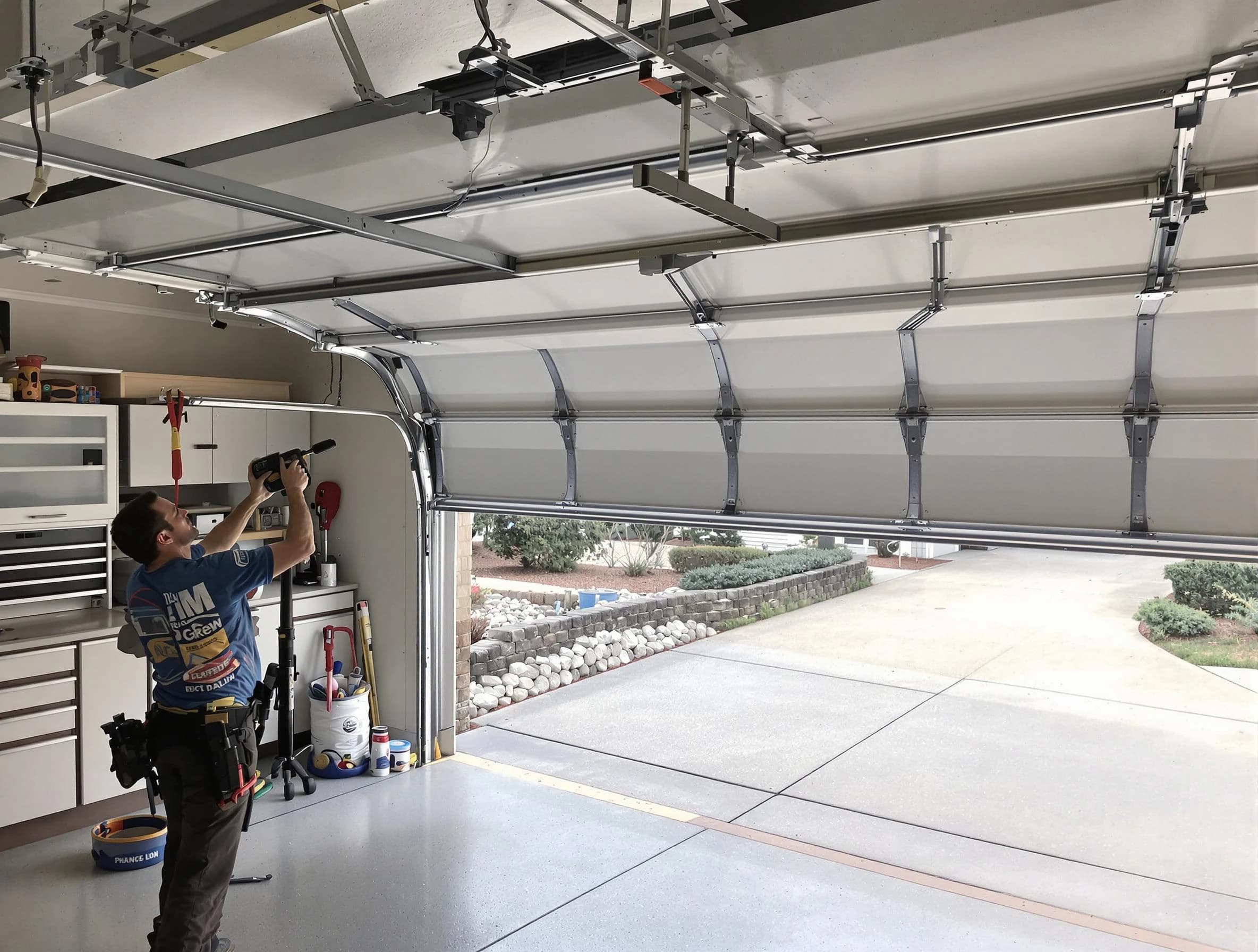 Garage door track repair service by Norcross Garage Door Repair in Norcross