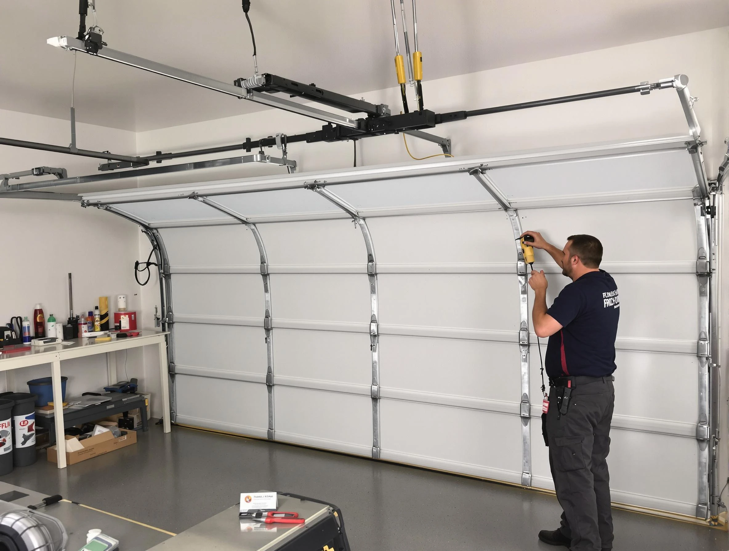 Norcross Garage Door Repair certified technician performing overhead door system repair in Norcross