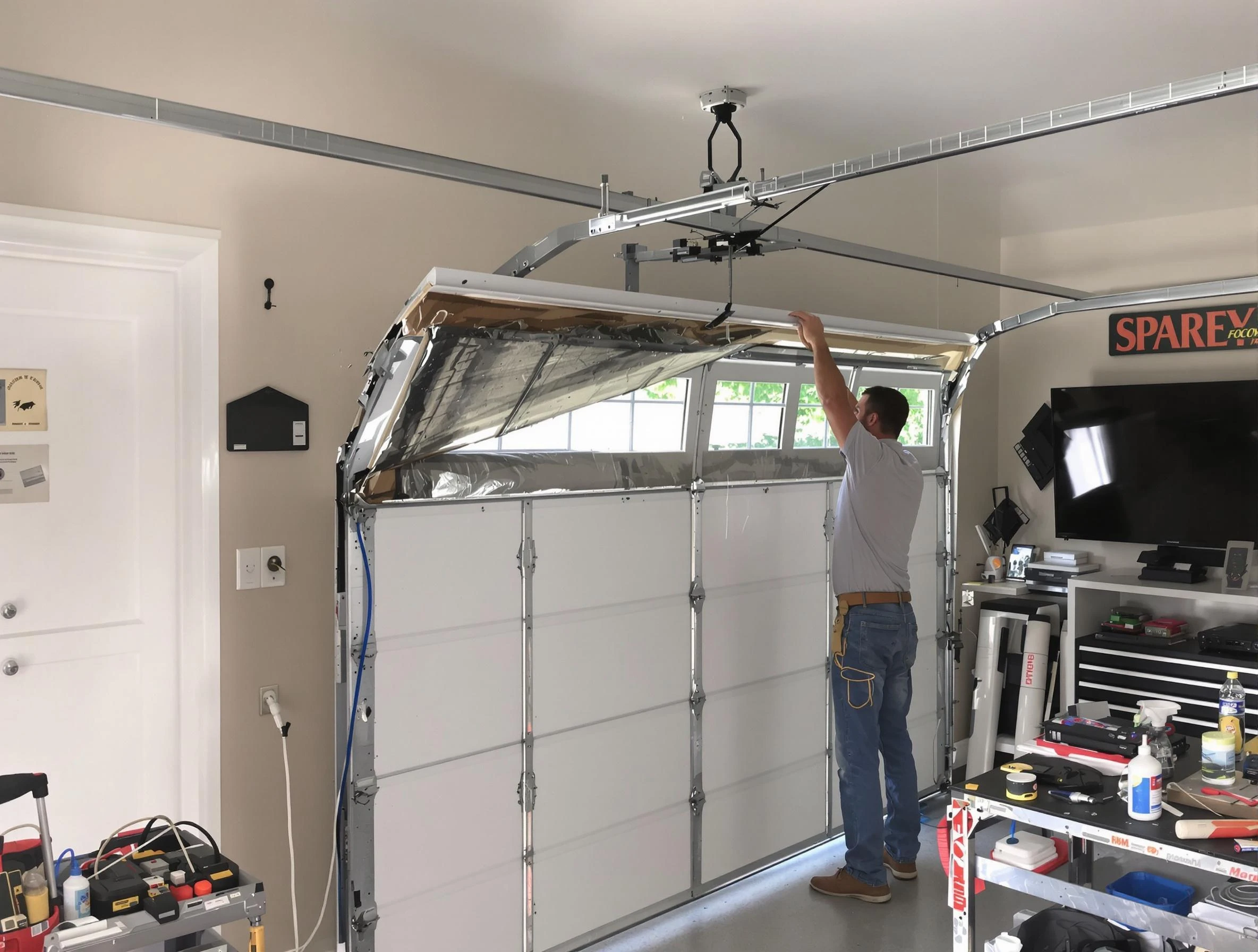 Garage door section replacement by Norcross Garage Door Repair in Norcross